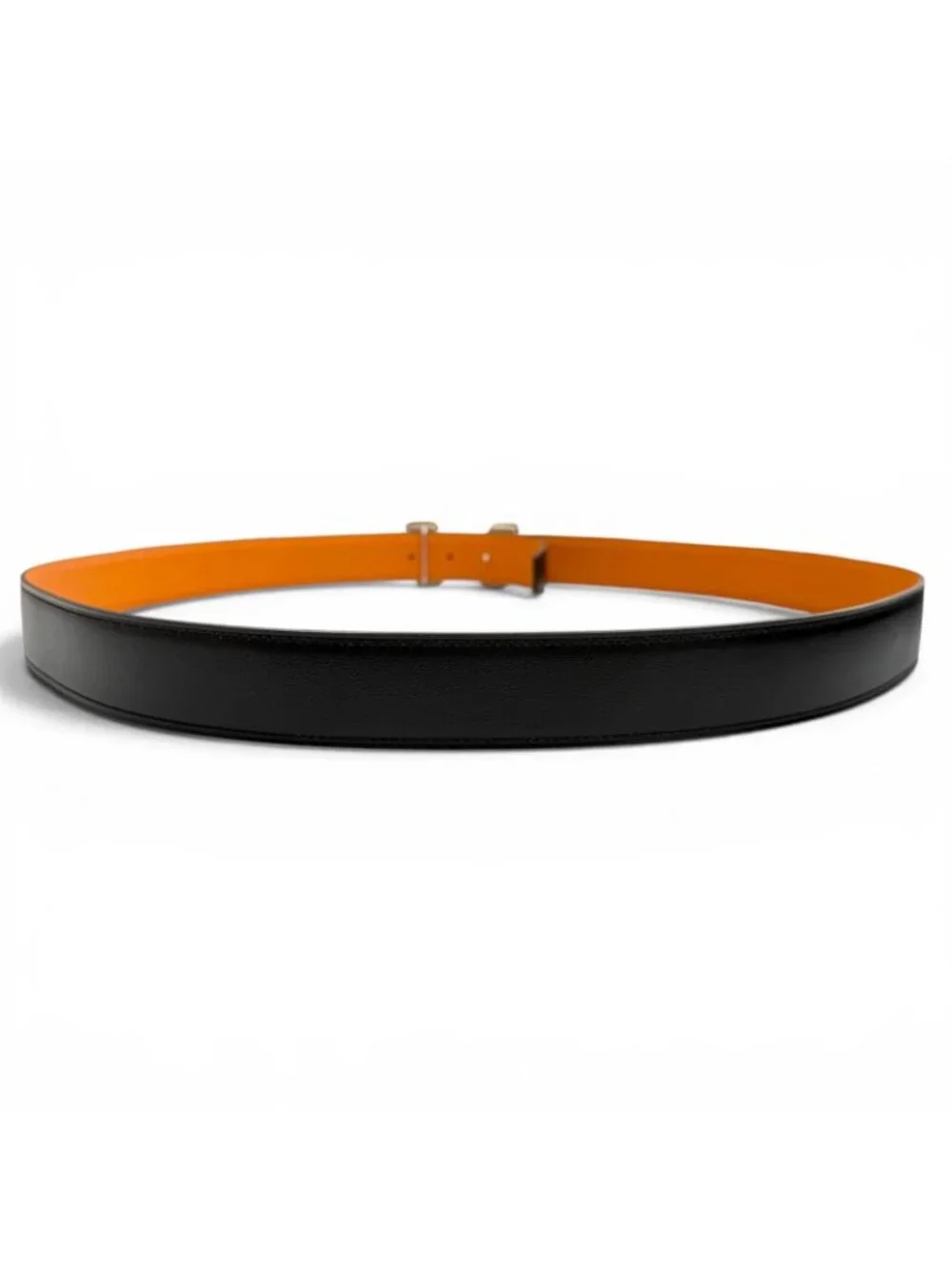 Hermes Constance Pegasus Box Calf Togo Silver Reversible Belt Black Orange